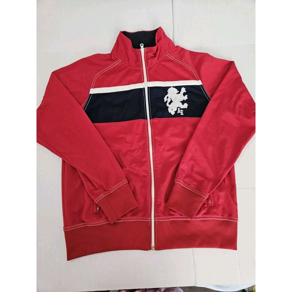 Vtg 90s Varsity American Eagle Sportswear Mens Zip Up Jacket Red White Blue Sz M